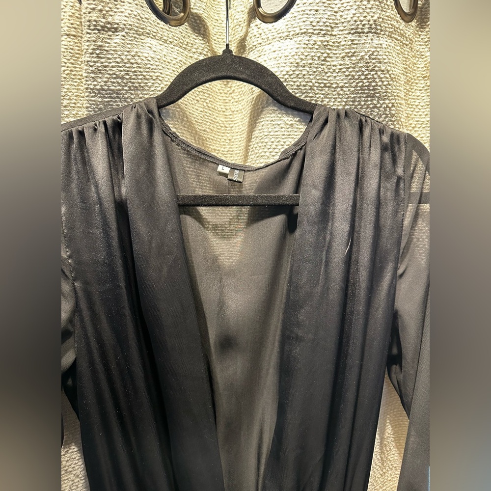 Bndl 4 for $10!!! L MISS NWOT Black Thigh Slit Maxi Dress Robe/Lingerie - Picture 4 of 5